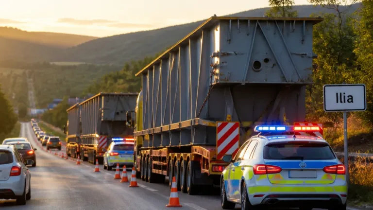 Trei transporturi agabaritice vor traversa DN7, în zona Ilia; şoferii sunt avertizaţi asupra întârzierilor