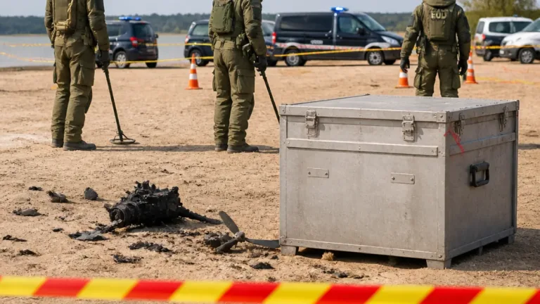 Tulcea: fragmente de drone cu încărcătură explozivă descoperite și neutralizate pe plajă