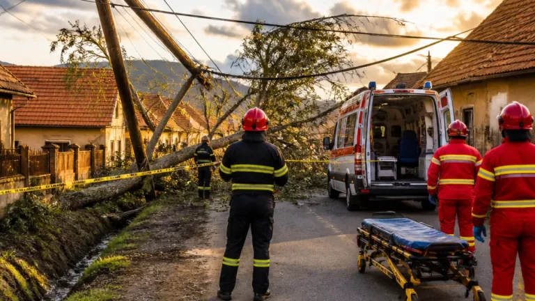 Un bărbat a murit în Caraclău după ce un stâlp de electricitate s‑a prăbușit peste doi trecători