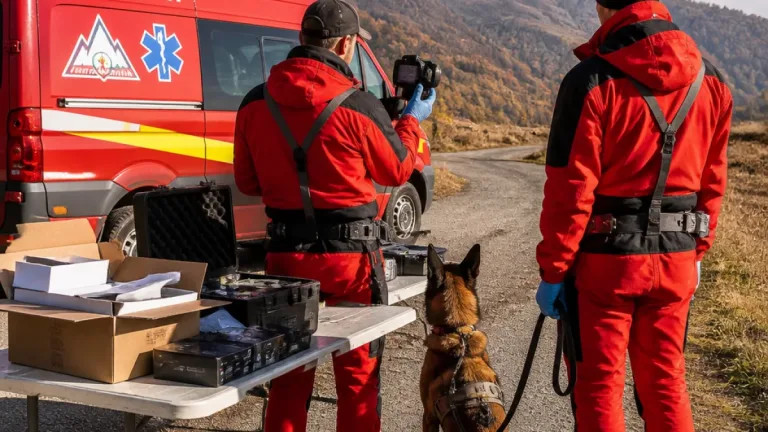 Unitatea canină Salvamont Hunedoara primește monoculare cu termoviziune pentru misiuni nocturne