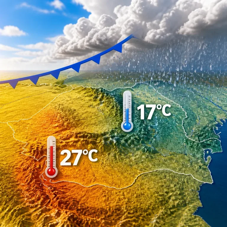 Răcire bruscă în toată ţara: maxime între 17 și 27°C, ploi consistente în est