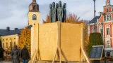 Skulptur i Östersund täcktes för att visa hur kulturarv skyddas vid kris