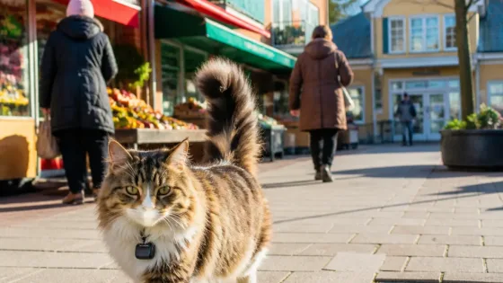 Katten Cookies har blivit en kändis i Mölnlycke – vandrar mellan mataffärer och äldreboende