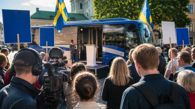 Jimmie Åkesson presenterade SD:s valmanifest på Stora torget i Nyköping