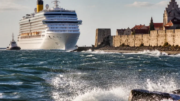Kryssningsfartyg vände i Visby hamn efter hårt väder
