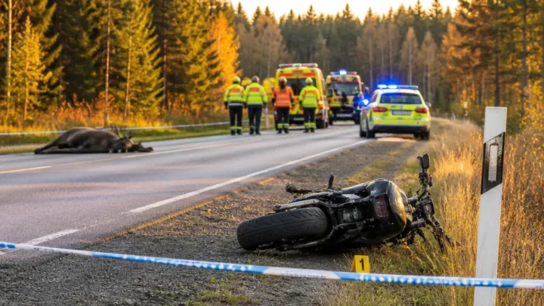 Motorcyklist omkommen efter kollision med älg i Nässjö kommun