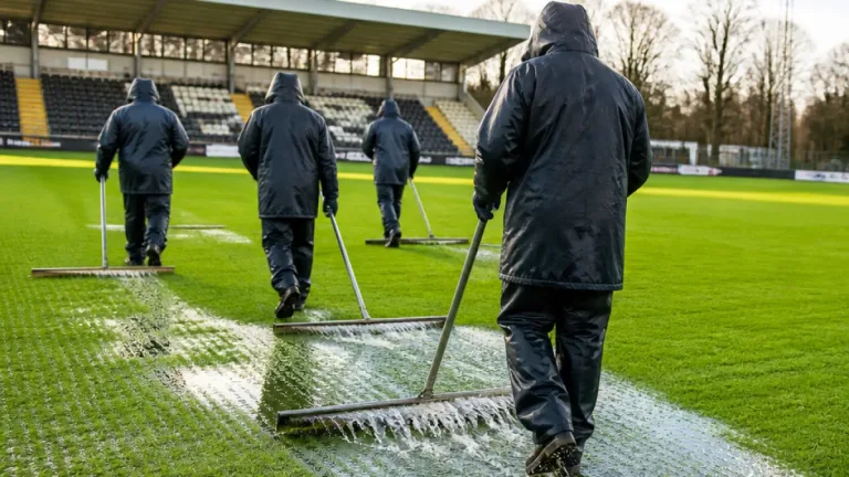 När AIK mötte Kristianstad torkades planen med duschskrapor