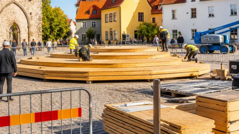 Ny träscen på Stora torget i Visby – plats för spontana framträdanden och umgänge