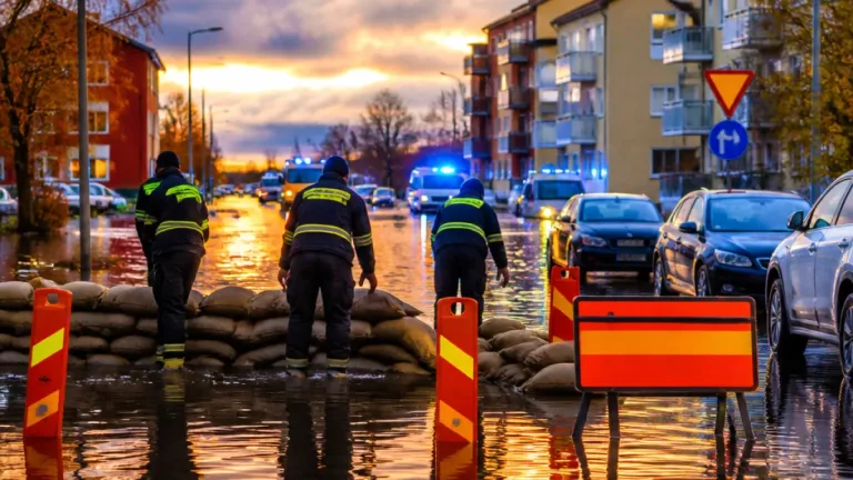 Räddningstjänsten i stabsläge i Boden – vattennivåer stiger och vägar stängs av