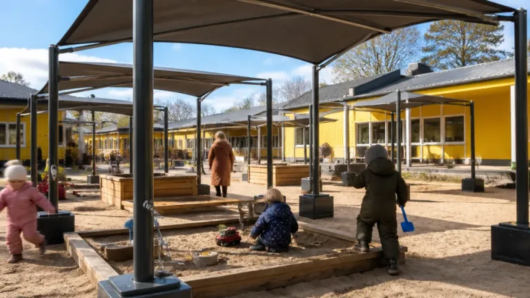 Skellefteå får solskydd på 26 förskolor – fristående markiser för flexibla utemiljöer