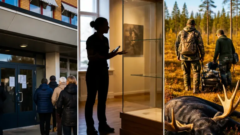 Skolor efter inrymningar, stöld på museet och älgjaktens första timmar i Västerbotten