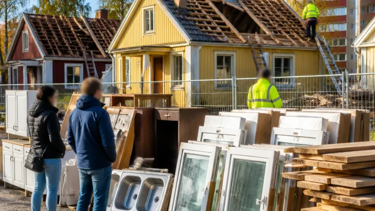 Trafikverket river villakvarter i Skellefteå – kök, golv och fönster återbrukas