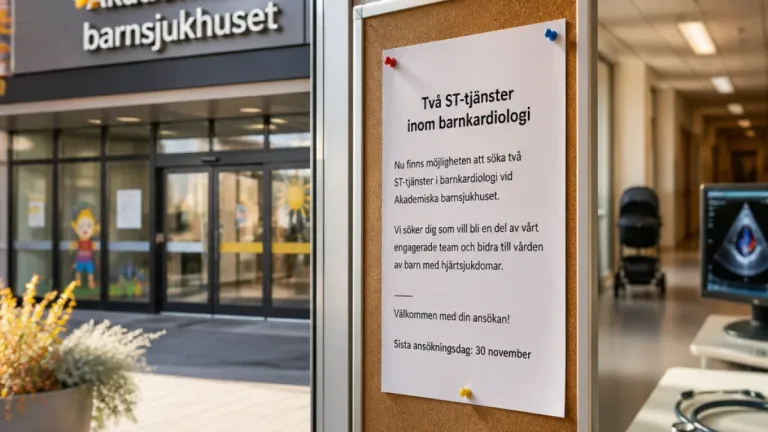 Två ST-tjänster inom barnkardiologi utlysta med placering i Uppsala och Stockholm