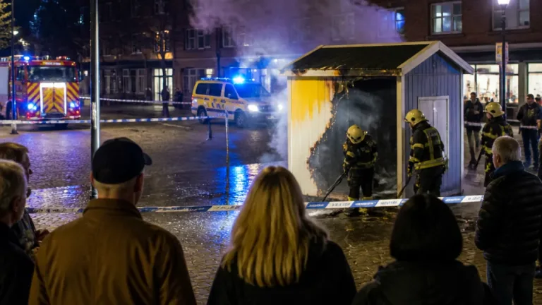 Valaffisch sattes i brand vid valstuga på Kumla torg