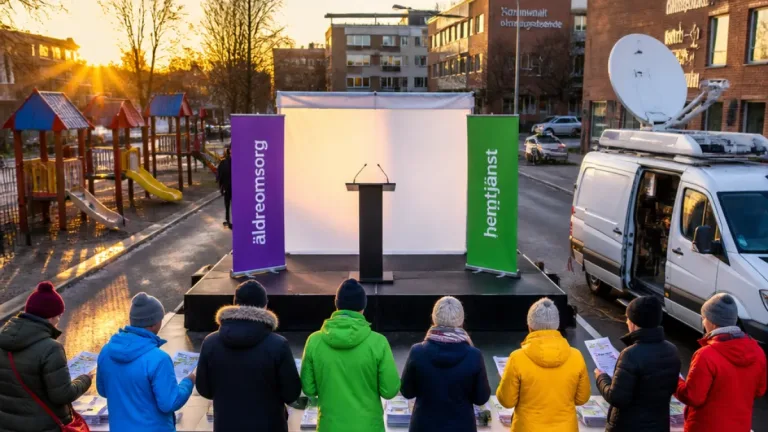 Valspurten i Västerbotten fokuserar på äldreomsorg, skolor och lokal debatt – turné och direktsändningar fortsätter