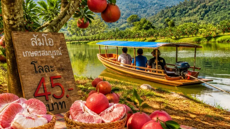 บ้านบุ่งสิบสี่ชวนชิมส้มโอแดงภูคิ้ง นั่งเรือชมเขื่อนน้ำพรม–เสน่ห์ส้มโอพื้นถิ่นชัยภูมิ
