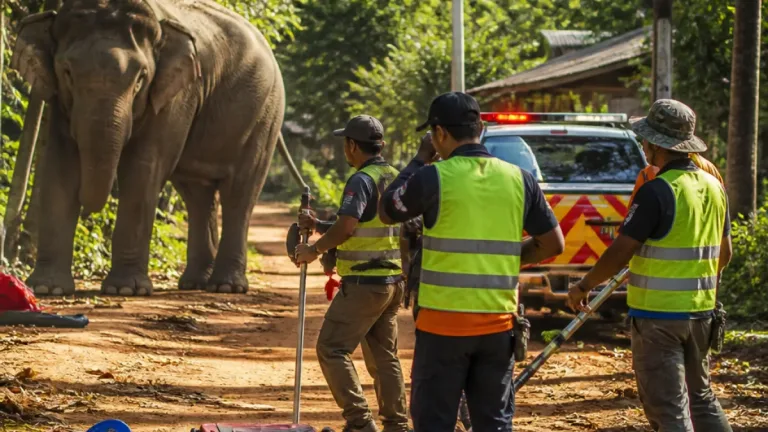 ช้างตกมันทำร้ายควาญในทับปุด เสียชีวิต 1 ราย บาดเจ็บ 1 ราย ผู้เกี่ยวข้องเร่งยิงยาสลบสยบอาการ