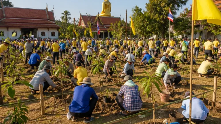 ชาวสิงห์บุรีรวมพลังปลูกป่า 999 ต้น พัฒนา 'ลานธรรม' วัดโคนอน สร้างพื้นที่สีเขียวชุมชน