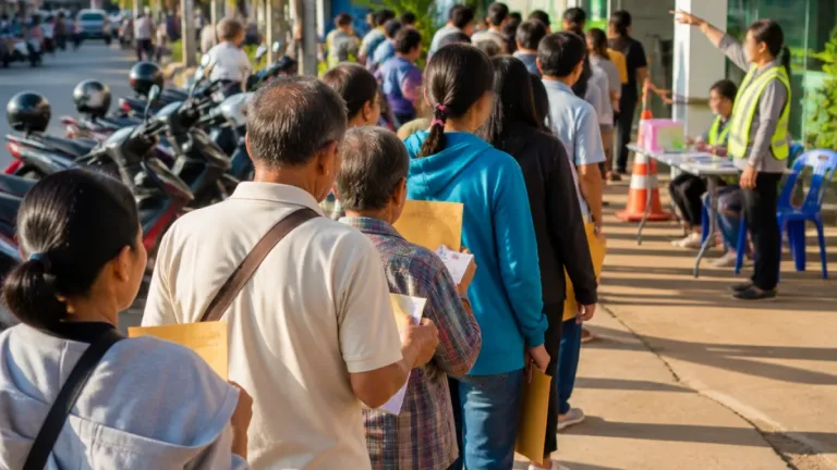 ชาวอุทัยธานียืนรอวันสุดท้ายยื่นอุทธรณ์บัตรสวัสดิการ หวังได้สิทธิช่วยค่าครองชีพ