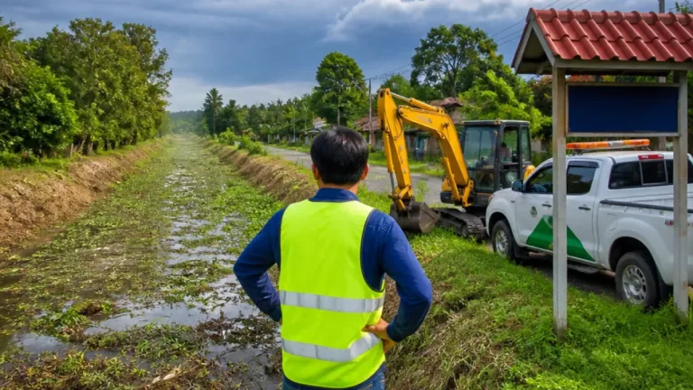 ชลประทานแพร่-ทต.บ้านถิ่นลงพื้นที่สำรวจ เตรียมขุดลอกลำคลองเพิ่มประสิทธิภาพระบายน้ำ