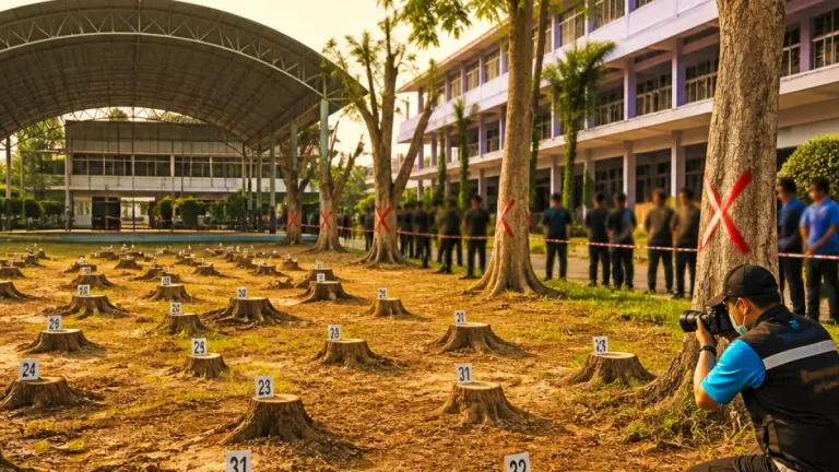 ชงตั้งกรรมการสอบ ผอ.รร.กมลาไสย ปมตัดไม้โบราณ 32 ต้น พบร่องรอยเตรียมโค่นอีก 18 ต้น