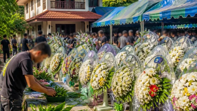 แฟนคลับแห่ร่วมอาลัยฮลุน โซโล่ งานบ้านเกิดกาฬสินธุ์เต็นท์เต็ม พวงหรีด-พัดลมล้น