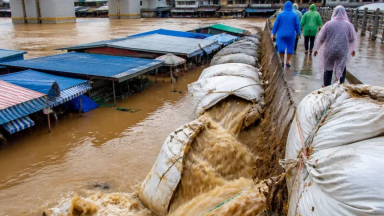 ฝนหนักรัฐฉาน น้ำสายเพิ่มใกล้วิกฤต บิ๊กแบ็คชำรุด-น้ำทะลักเข้าชุมชนแม่สาย