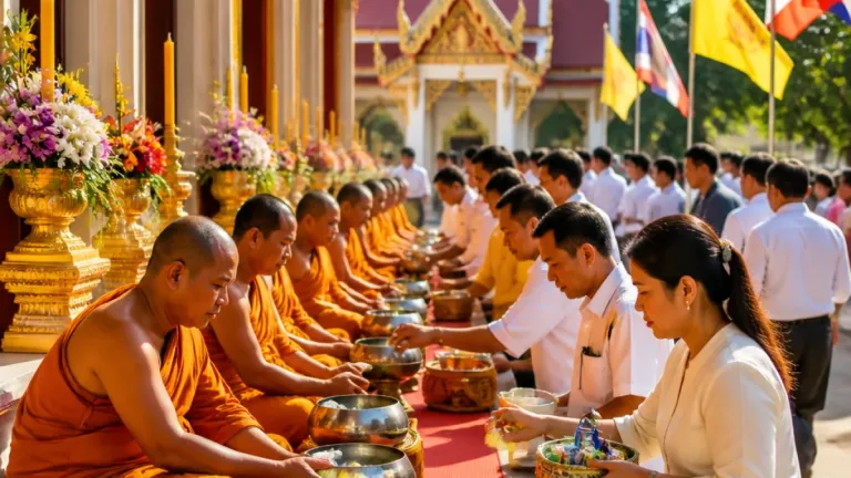 กาฬสินธุ์จัดพิธีสวดพระพุทธมนต์-ตักบาตรถวายพระราชกุศล เนื่องในวันแม่และวันเฉลิมพระชนมพรรษา