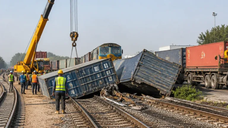 ขบวนรถไฟบรรทุกสินค้าตกราง 3 ตู้ ขวางเส้นทางชลบุรี–แหลมฉบัง เสียหายเลื่อนเดินรถ
