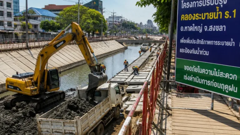 กรมชลประทานเร่งฟื้นฟูคลองระบายน้ำ ร.1 หาดใหญ่ ตั้งเป้าคืนประสิทธิภาพภายใน พ.ย. 2569