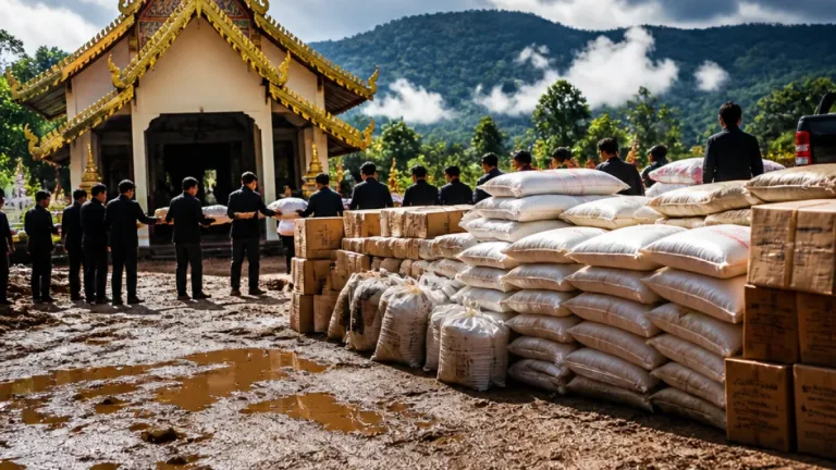 มูลนิธิบรรเทาสาธารณภัยแม่ฮ่องสอน มอบข้าวสาร 1 ตัน กระจายช่วยผู้ประสบภัย 5 อำเภอ