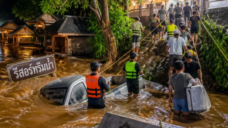 น้ำป่าหลากกลางดึกท่วมสระบุรี กระทบรีสอร์ต-ชุมชน อพยพนักท่องเที่ยวปลอดภัย