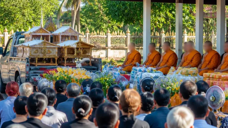 งานอาลัยล้นวัดสมเด็จ พิธีเก็บอัฐิฮลุน เตรียมนำส่วนหนึ่งลอยอังคารที่แม่น้ำโขง