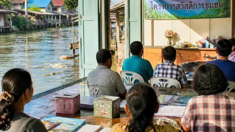 ผู้ว่าฯ สมุทรสงครามตรวจเยี่ยมต้นแบบสวัสดิการชุมชนแพรกหนามแดง 26 ปี เสริมกองทุนสัจจะ-เศรษฐกิจชุมชน