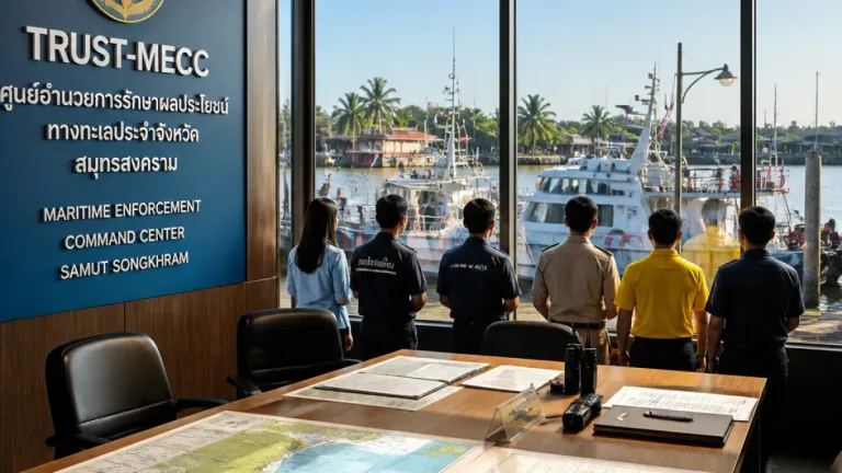 ศรชล.สมุทรสงครามใช้โมเดล TRUST–MECC ผลักดันทะเลปลอดภัย ชุมชนมีส่วนร่วม