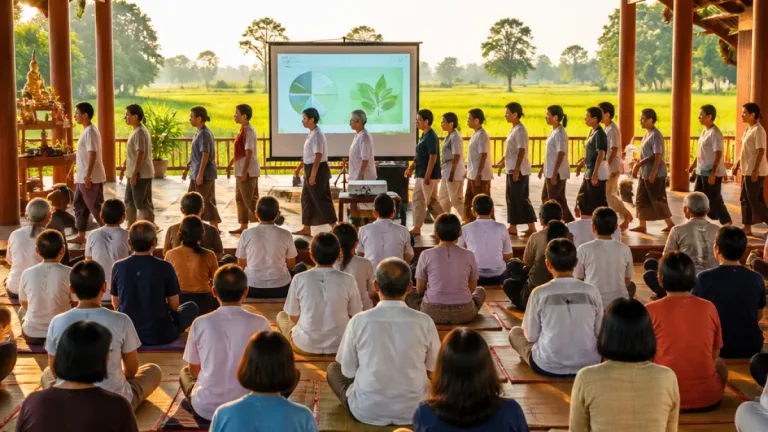สถาบันมหาสารคามเปิดห้องเรียนฝึกสมาธิที่วัดรักษ์ดอนสระหิน ชาวเขวาใหญ่กว่า 40 คนร่วมอบรม
