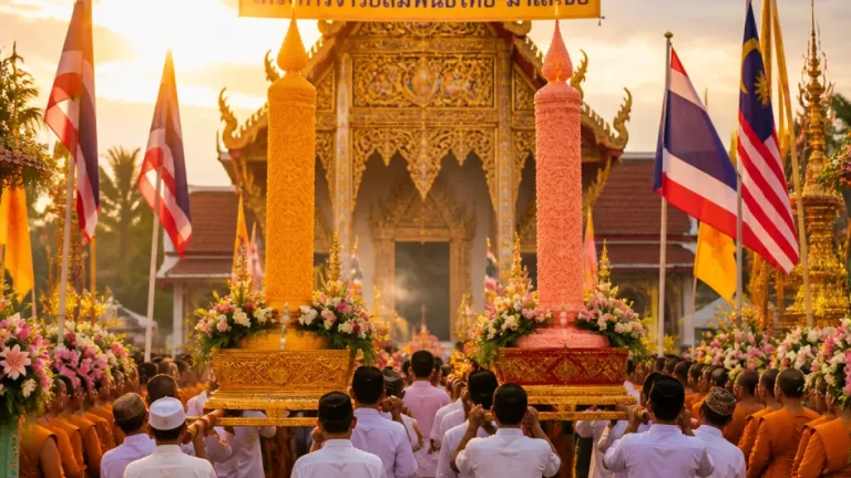 สตูลจัดพิธีถวายเทียนพรรษา 2 แผ่นดิน เสริมสัมพันธ์ไทย–มาเลเซีย พร้อมเชิญชวนละอบายมุข