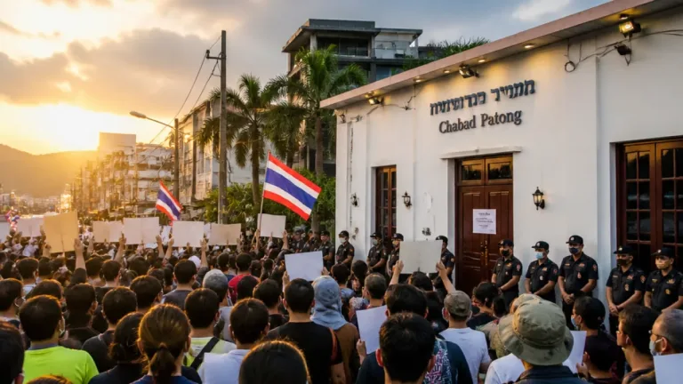 ศูนย์ชาบัดป่าตองประกาศยกเลิกงานปีใหม่ยิว หลังมวลชนชุมนุมคัดค้านหน้าศูนย์