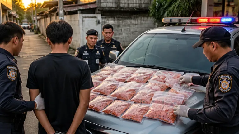 ตำรวจเมืองคอนจับชายวัย 45 ปี ยึดยาบ้า 6,000 เม็ด คุมตัวดำเนินคดีทันที
