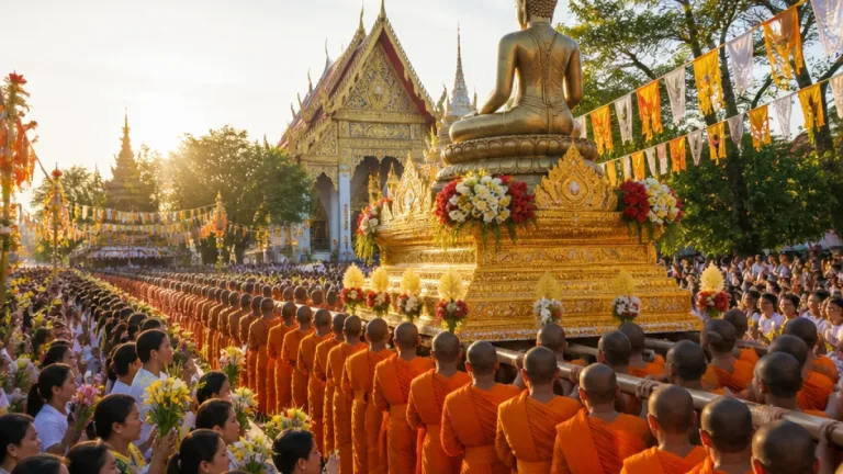 อำนาจเจริญจัดพิธีอัญเชิญองค์พระประธาน บรรจุพระบรมสารีริกธาตุเป็นหลักชัยทางศาสนา