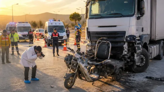 Afyonkarahisar Sinanpaşa’da tırın çarptığı elektrikli motosikletteki çift yaşamını yitirdi