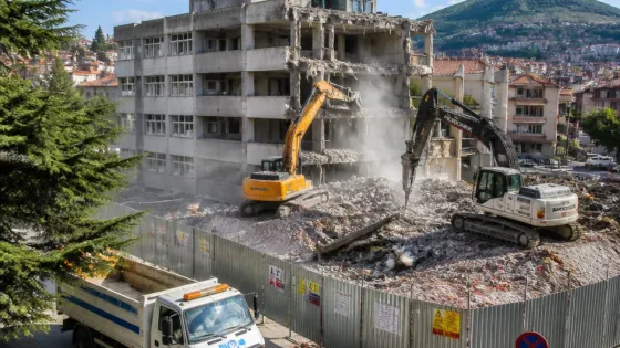 Boyabat'ta eski hastane binasının kontrollü yıkımı başladı, alanın geleceği belirsiz