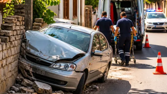 Fatsa'da kontrolden çıkan otomobil bahçe duvarına çarptı: 2 kişi yaralandı