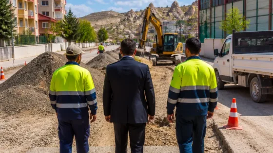 Gülşehir'de Karavezir Mahallesi yol çalışmaları yerinde denetlendi