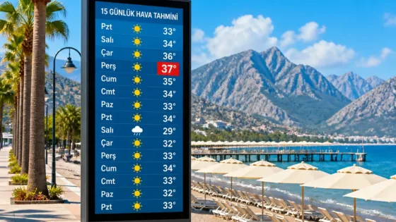 Kemer için 15 günlük tahmin: gündüzler 37°C'ye çıkıyor, hafta ortası yağış riski var