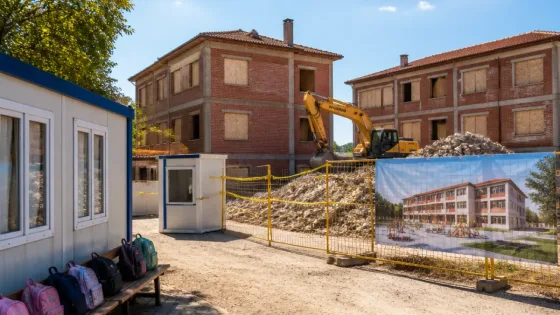 Uşak’ta riskli bulunan Hasan Hilmi binaları yıkılıyor; yerine 24 derslikli okul yapılacak