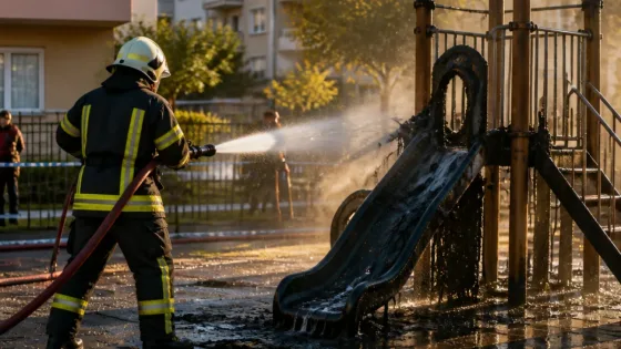 Zonguldak Ereğli'de Çocukların Kundakladığı Kaydırak Mahalleliyi Tedirgin Etti