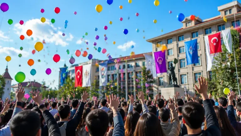 Afyonkarahisar'da lösemiyi yenen Gülsüm Efsa için kent meydanında balonlar uçuruldu