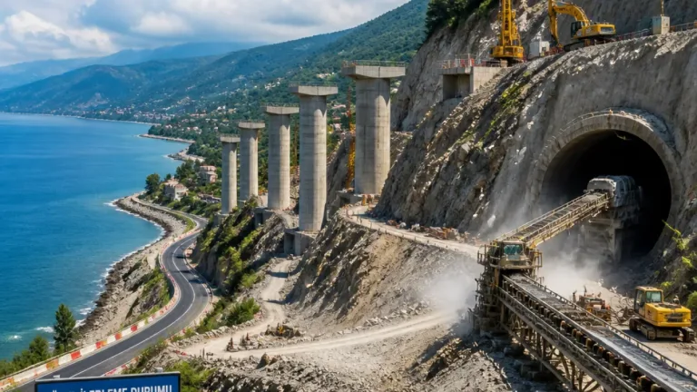 Akçaabat sınırlarında tünel çalışmaları hızlandı: Dağlar deliniyor, sahil trafiği hedefte