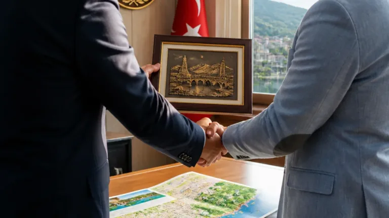 Araklı Belediye Başkanı Çebi'ye AKVA'dan plaket takdimi
